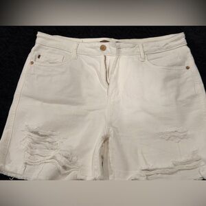 Judy Blue White Distressed Jean Shorts XL